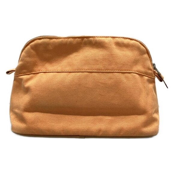 Auth HERMES Bolide Pouch 25 - Orange Light Brown Canvas Leather Pouch - Picture 3 of 11
